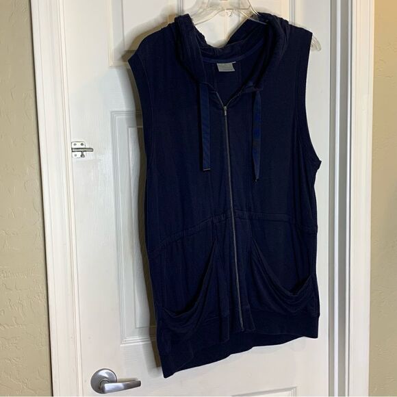 Athleta Lotus Hooded Zip Up Sleeveless Jacket Vest Size Large - Picture 3 of 10